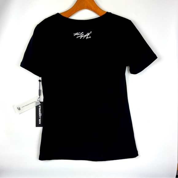Karl Lagerfeld Ski Postcard Graphic Tee Black XS NWT - Picture 6 of 11